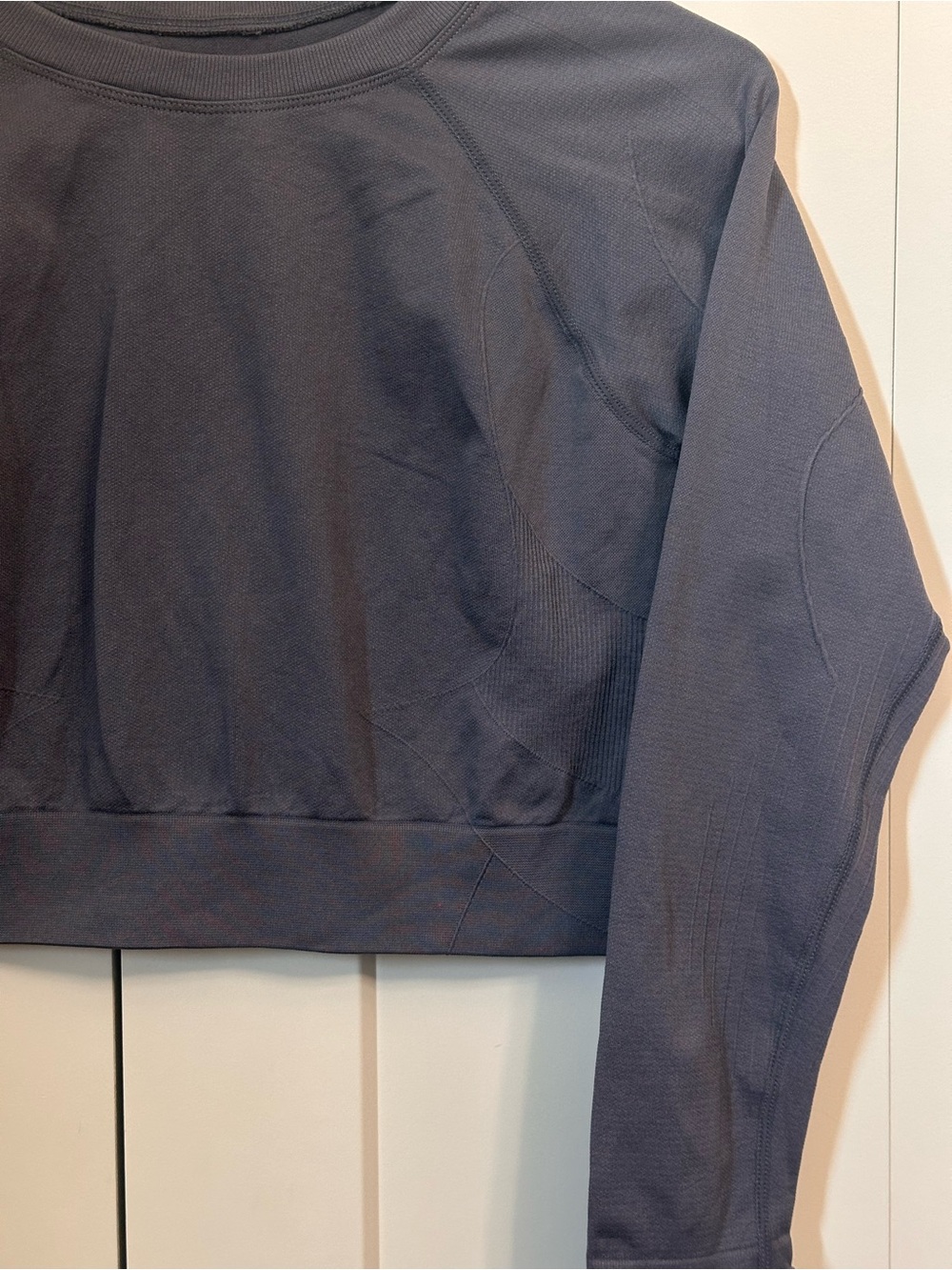 AYBL Motion Seamless Long Sleeve Crop Top Gray Size Large Activewear